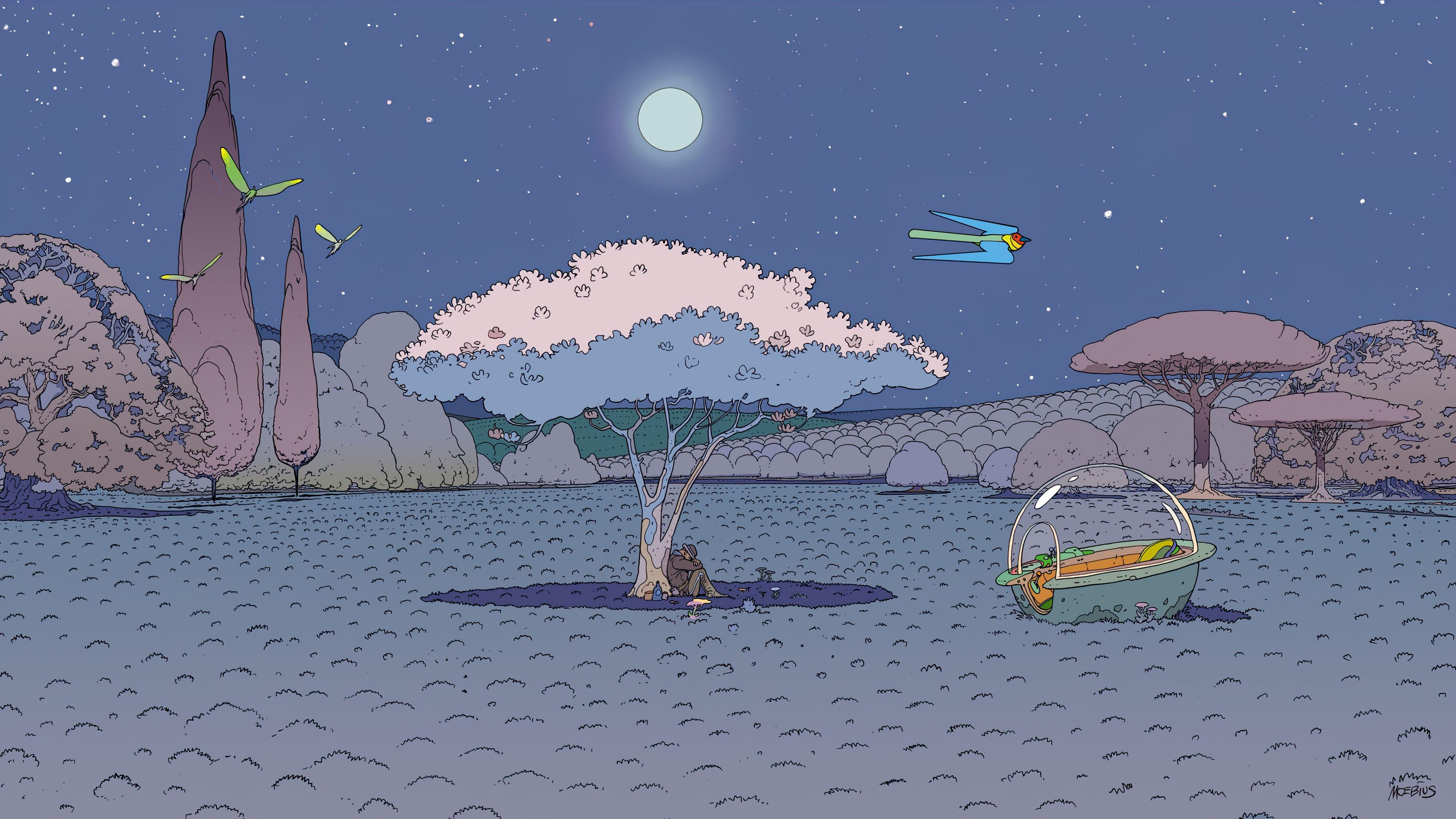 Moonlit Landscape by Moebius