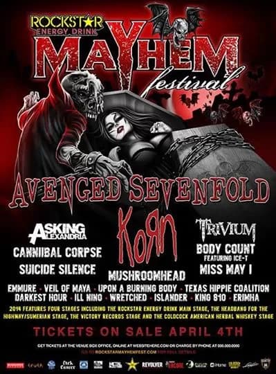 Mayhem Festival 2014 tour poster