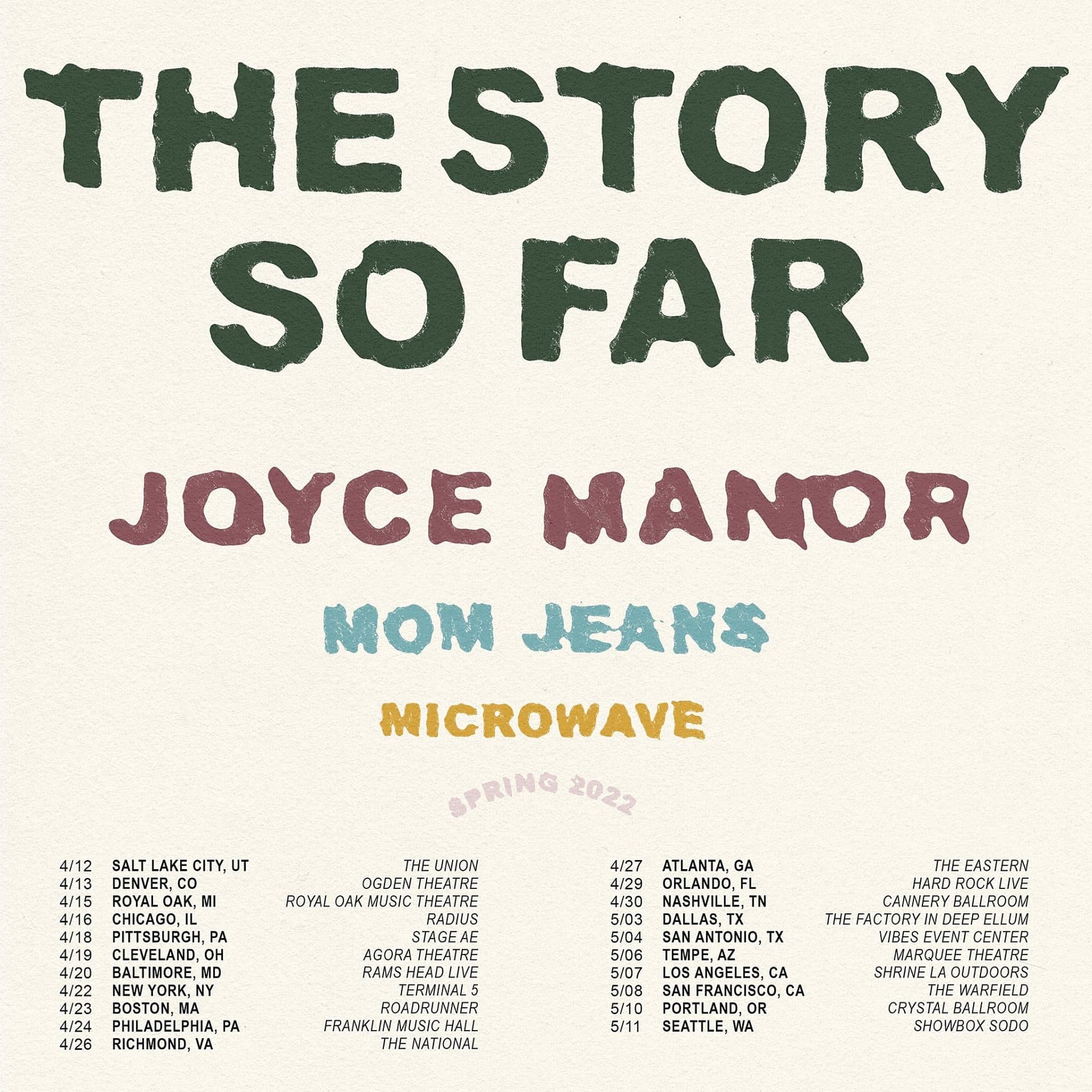 The Story So Far / Joyce Manor / Mom Jeans. tour poster