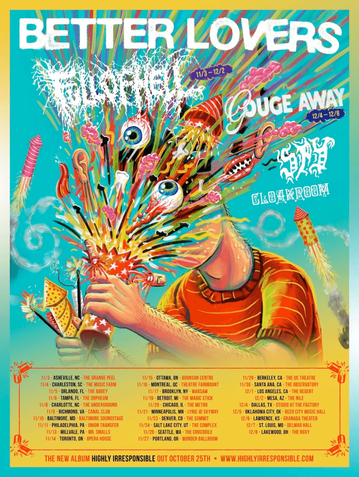 Better Lovers / Gouge Away / Spy tour poster