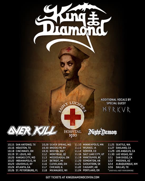 King Diamond / Overkill / Night Demon tour poster