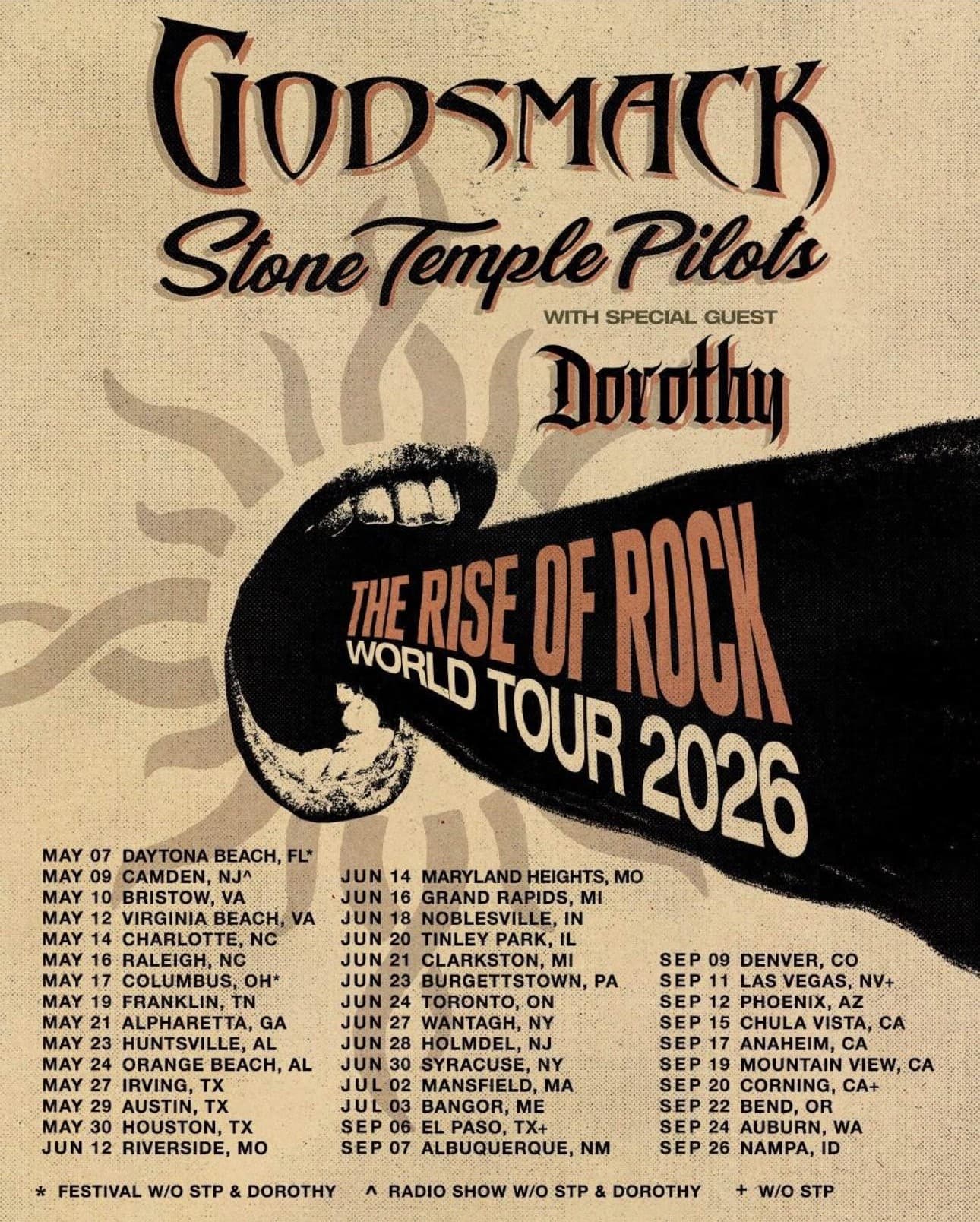 Godsmack / Stone Temple Pilots / Dorothy tour poster