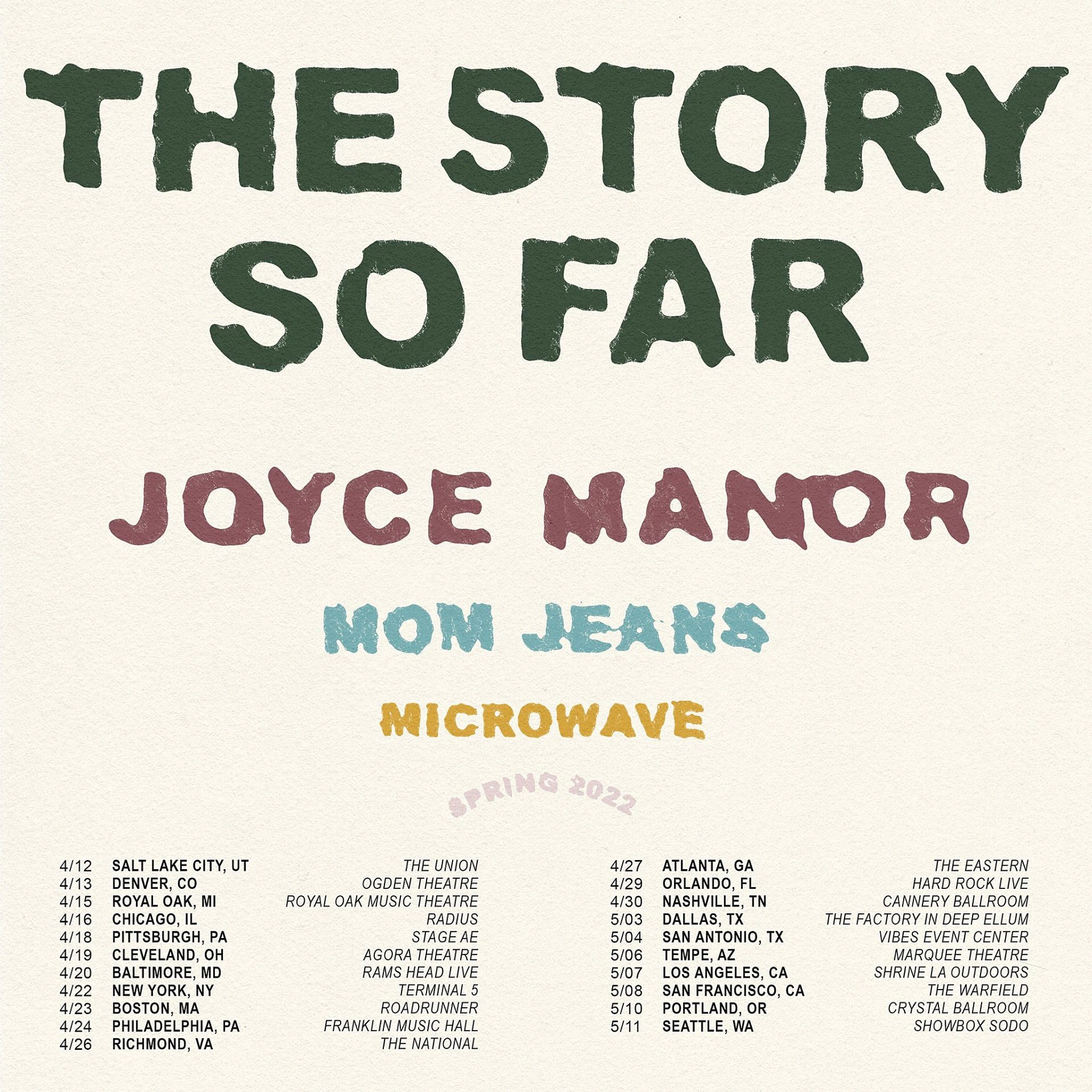 The Story So Far / Joyce Manor / Mom Jeans. tour poster