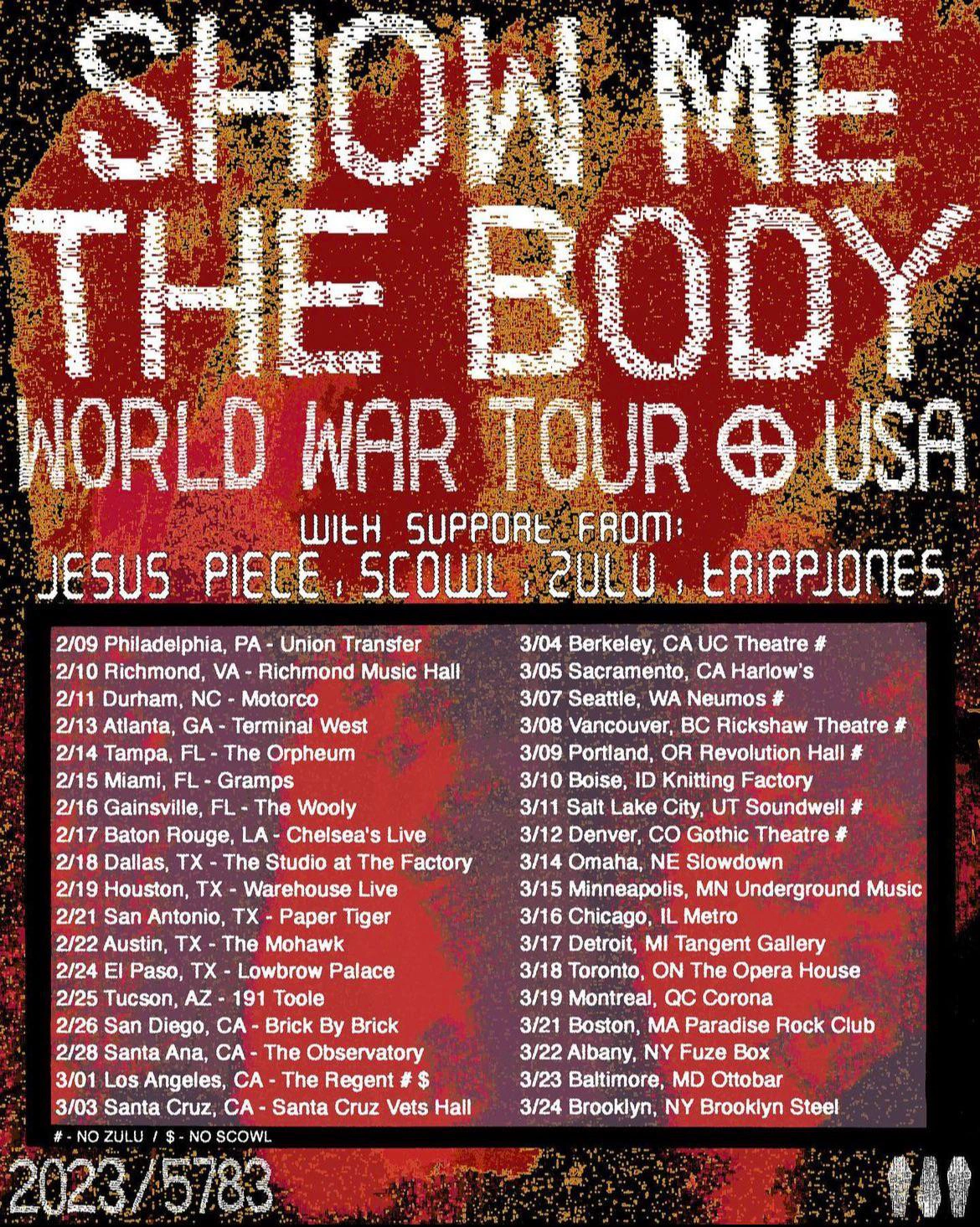 Show Me The Body / Jesus Piece / Scowl / Zulu tour poster