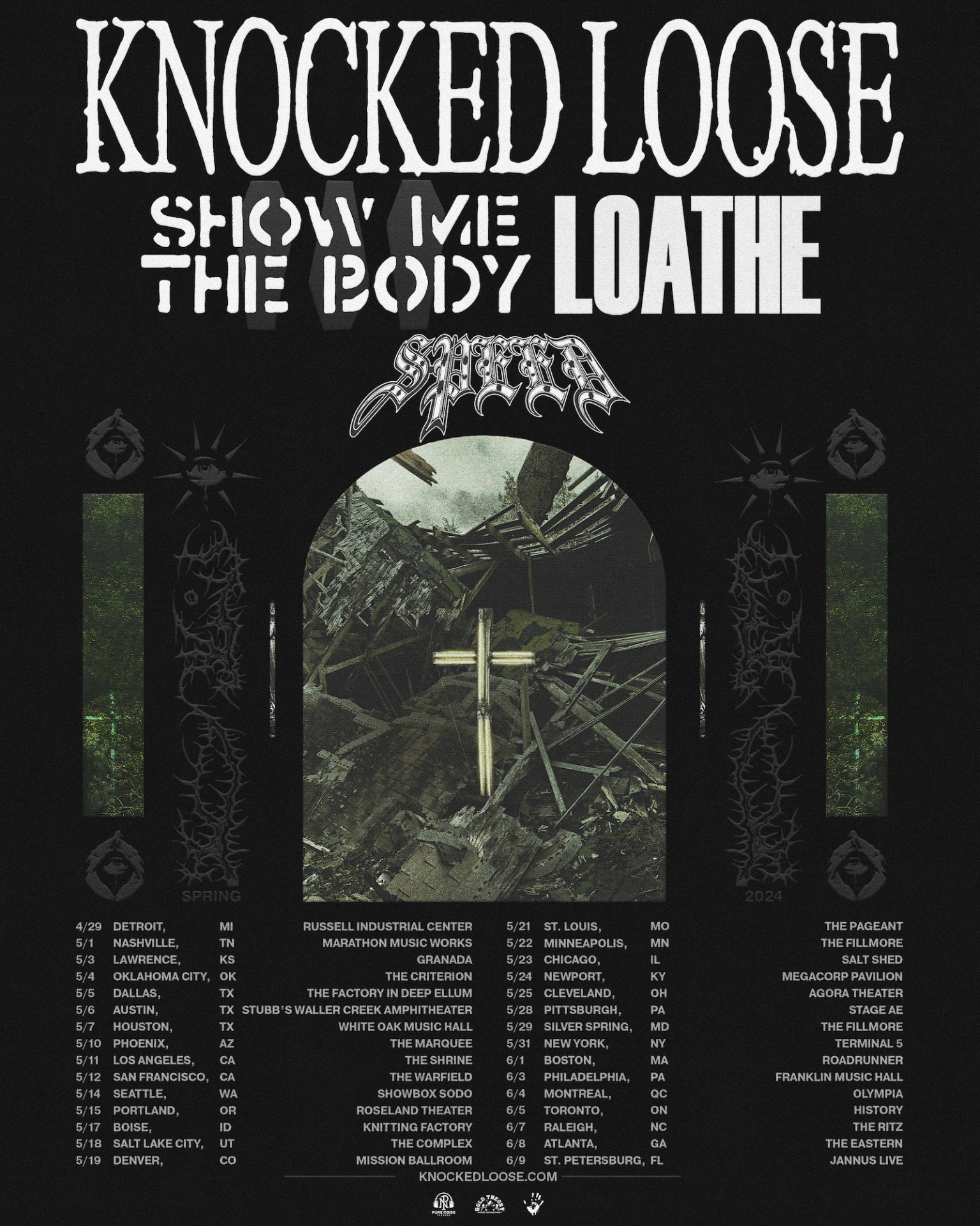 Knocked Loose / Show Me The Body / Loathe / Speed tour poster
