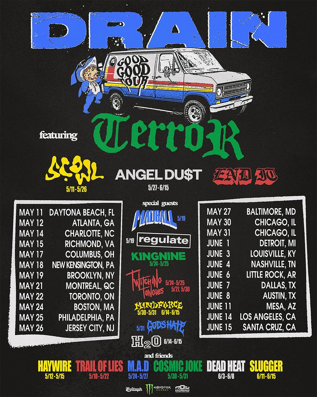 DRAIN / Terror / Angel Du$t / End It tour poster