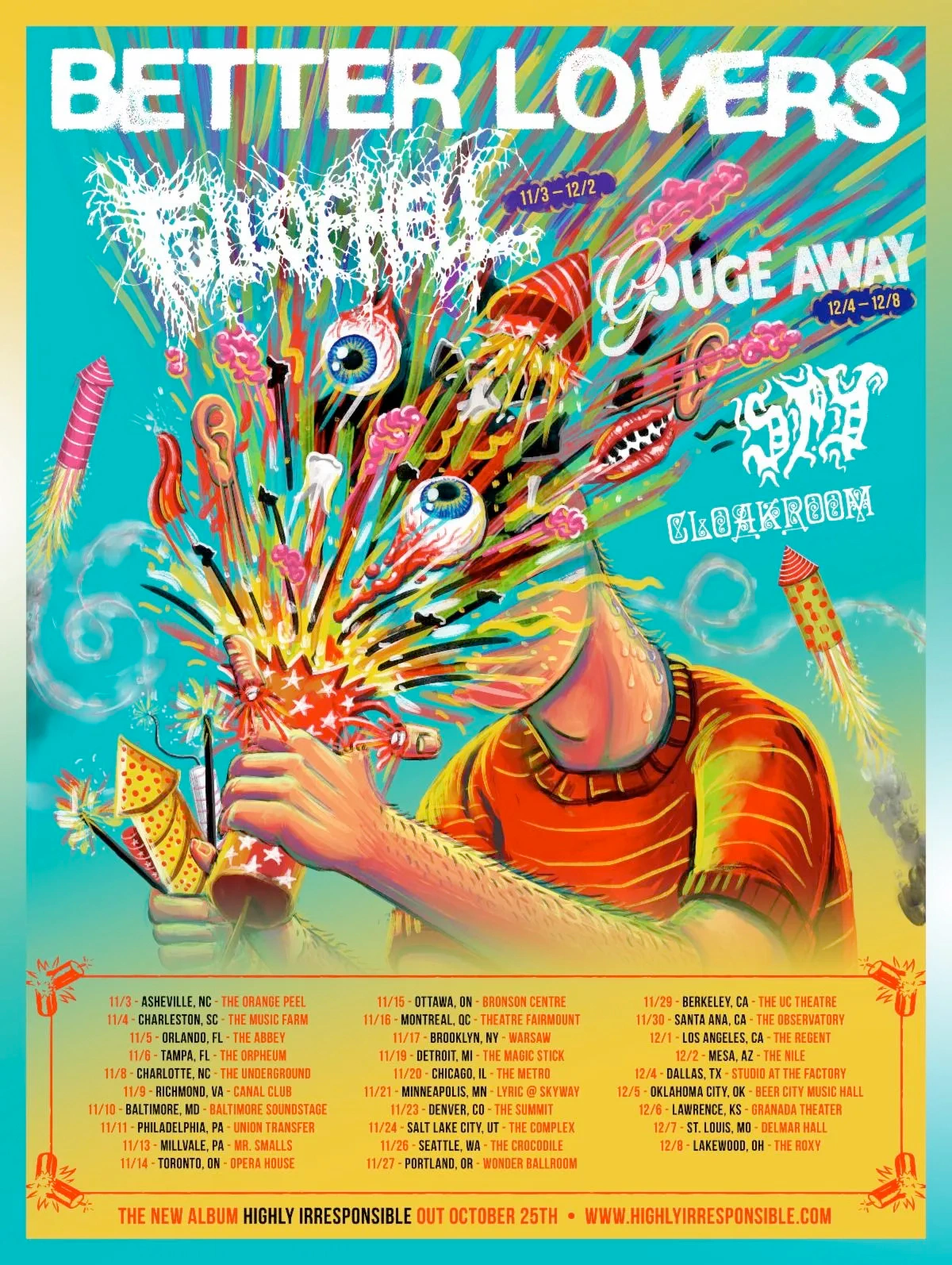Better Lovers / Gouge Away / Spy tour poster