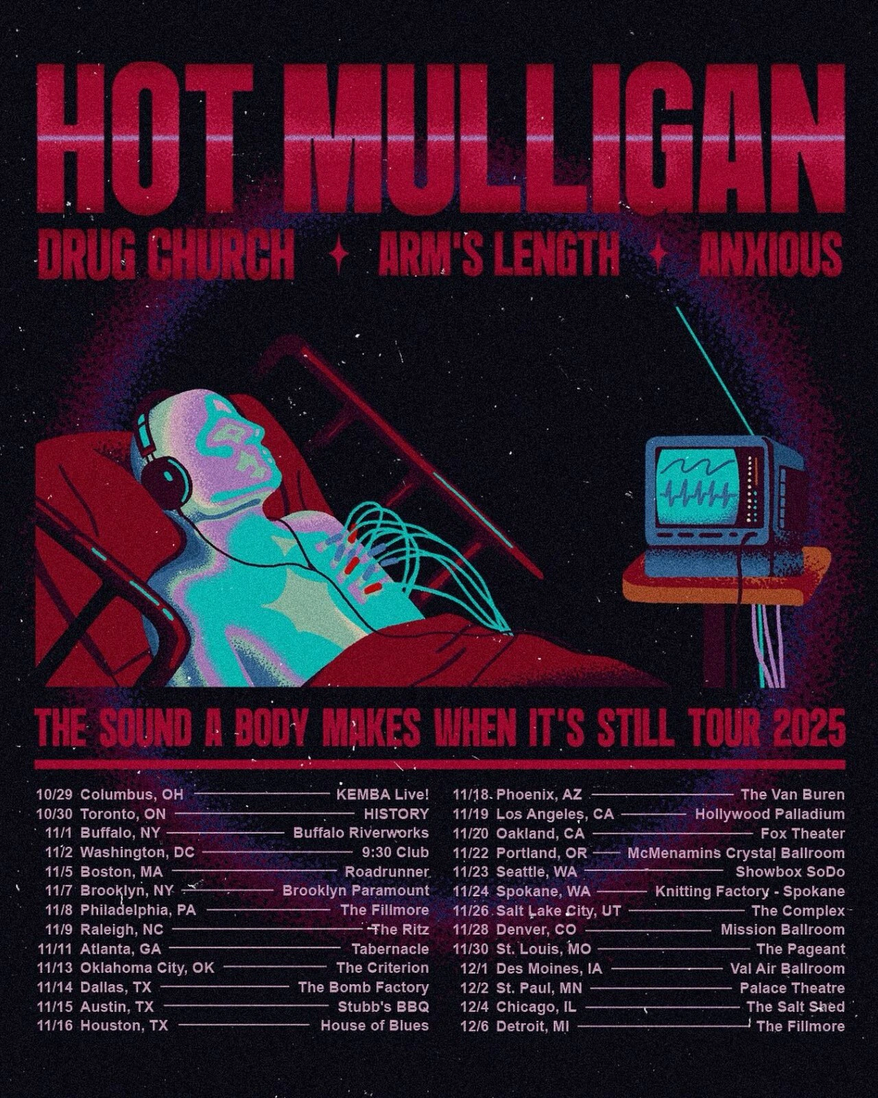 Hot Mulligan / Drug Church / Arms Length tour poster