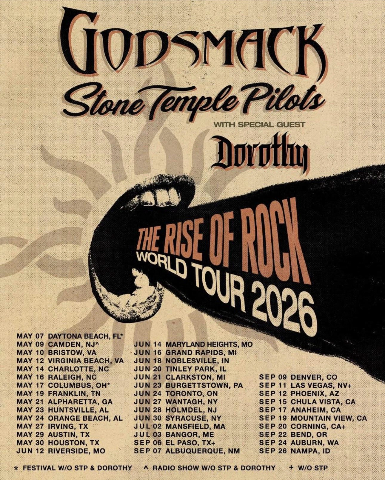 Godsmack / Stone Temple Pilots / Dorothy tour poster